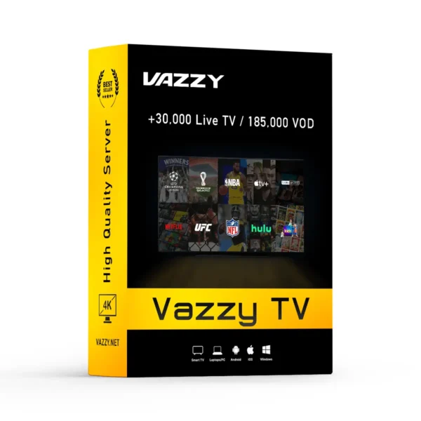 Vazzy IPTV Subscription Provider offering 4K IPTV streaming with Smart IPTV and Xtream IPTV playlist support.